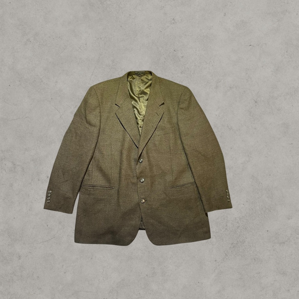 Hardy Amies London Savile Row Mens Blazer Olive Brown Sport Coat Size 50
